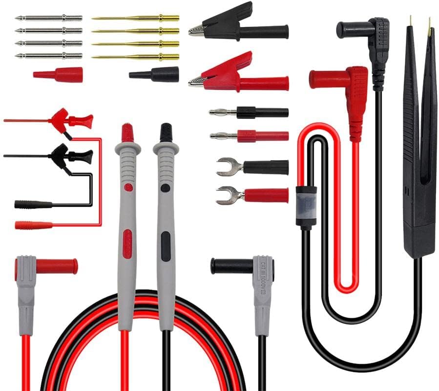 Multimeter Test Probe Set for Electrical Testing, 2-in-1 Banana Plug Wire with Alligator Clip,Material, 1.2m Test Lead, Multicolor
