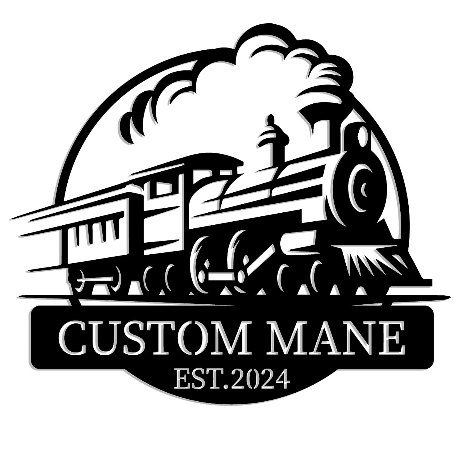 Kissesuu Style-5 Personalized Train Metal Art Sign, Custom Steam Engine Train Locomotive, 12X18 Inches, Wall Mount, Vintage Style, Decorative_signage