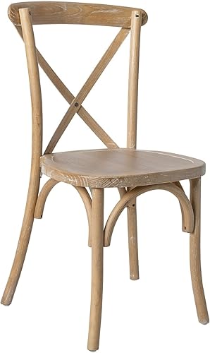 Flash Furniture Advantage Natural - Silla con respaldo en X de grano blanco