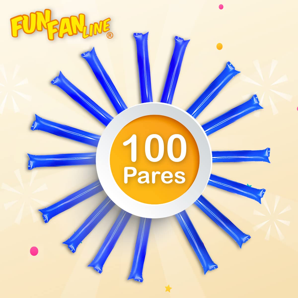 Pack 100 Pares Aplaudidores Hinchables Reutilizables. Palos Animación Ruidosos para Fiestas, Fútbol y Eventos. Cotillón Deportivo y Celebraciones - 5