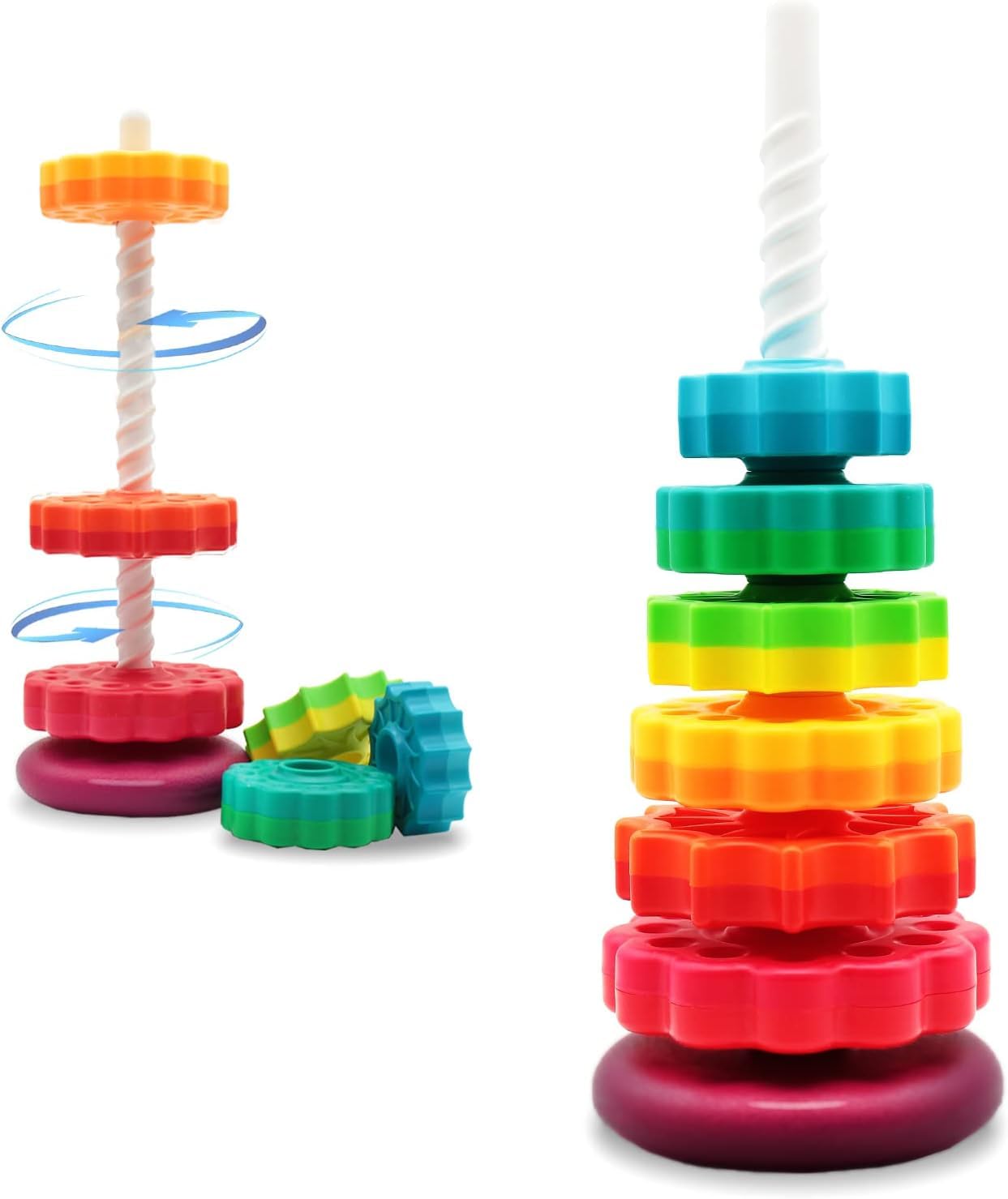 Pluspicks Spinning Stacking Toys, Rainbow Stacking Rings Baby Toy, Toddlers Toys Montessori Sensory Learning Toy for Girls and Boys Spin Wheel Toys for 1-3 Year Old (B0DDY11W8J) Amazon Price History, Amazon Price Tracker