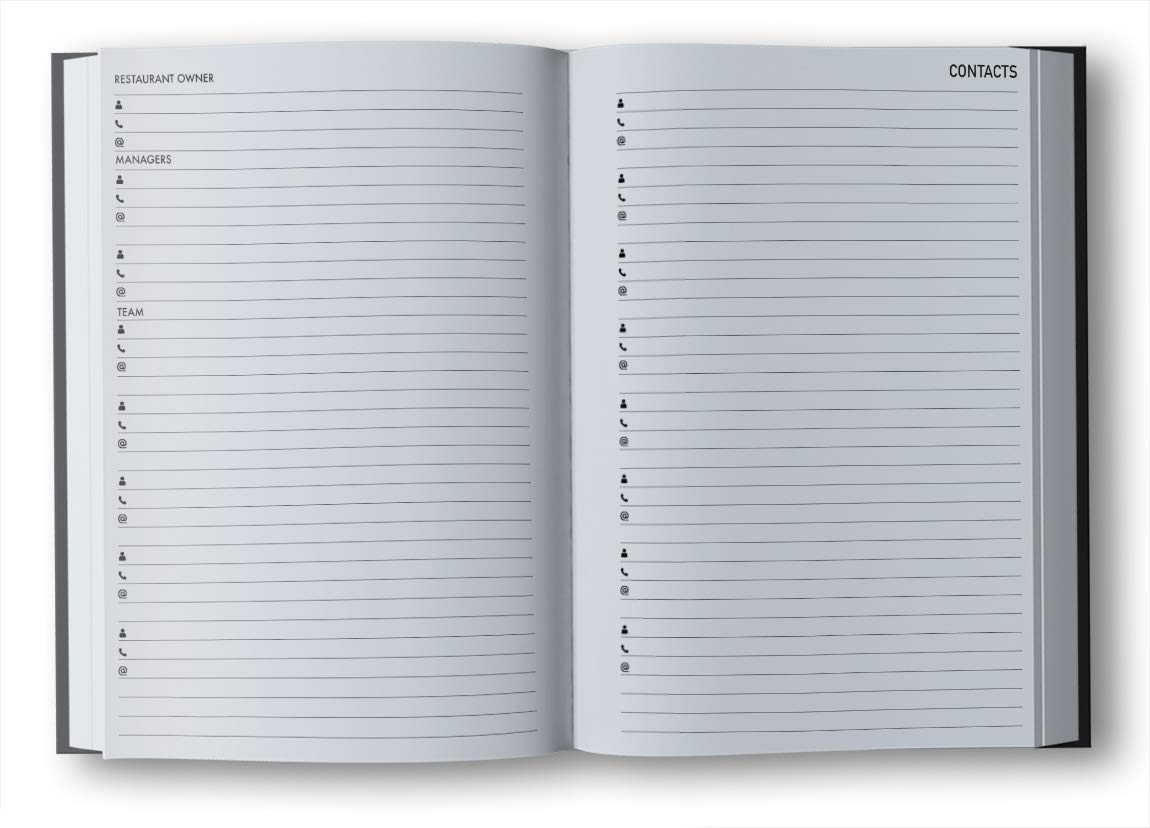 Reservations Book: Hardcover Restaurant Reservations, Double Page per Day for Lunch and Dinner, 8.5x11",Black