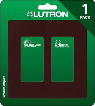 Lutron Claro Light Switch Cover Plate, 2 Gang Wallplate, for Decorator Light Switches, Rocker Light Switch Cover, Outlet Cover, Screwless Switch Plate Cover, Gloss, CW-2-BR, Brown