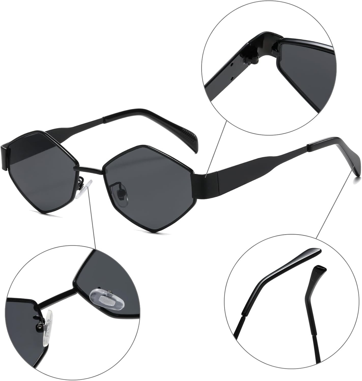 Long Keeper Trendy Hexagonal Sunglasses - Retro Women Men Metal Frame Sunglasses Fashion Small Gold Sun Glasses UV400 - Image 4