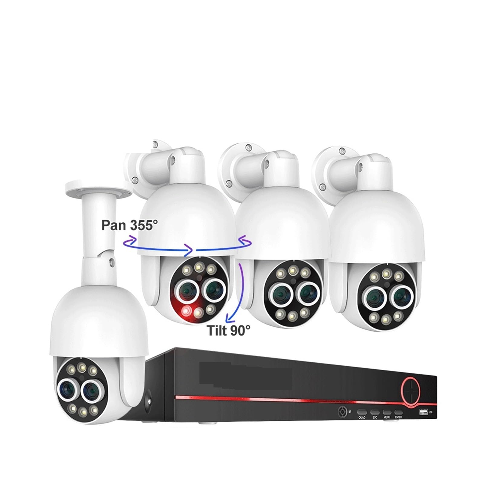Systemy kamer CCTV, 8-kanałowy system kamer bezpieczeństwa PTZ 8 MP z dwoma obiektywami PoE 8-krotny zoom 4 MP Dwukierunkowy zestaw do monitoringu wideo NVR Human Detect(None,8CH and 6 Cameras)