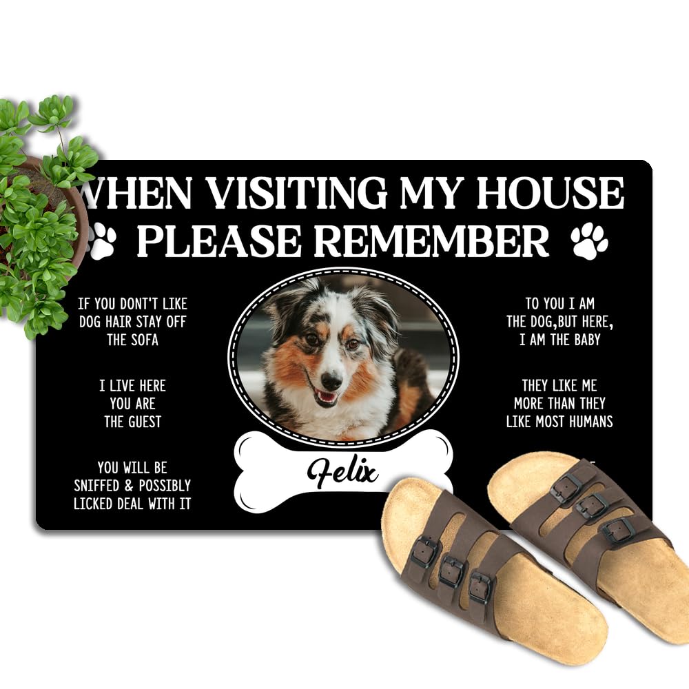 Custom Dog Photo Door Mat - 23.6"x15.7", Indoor/Outdoor Welcome Mat for High Traffic Areas