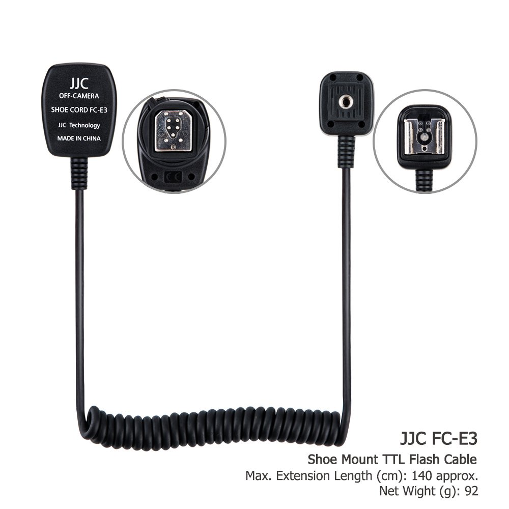 JJC TTL Off-Camera cable de sincronización del flash para Canon EOS Cámaras y flashes Speedlite (equivalente a Canon OC-E3)