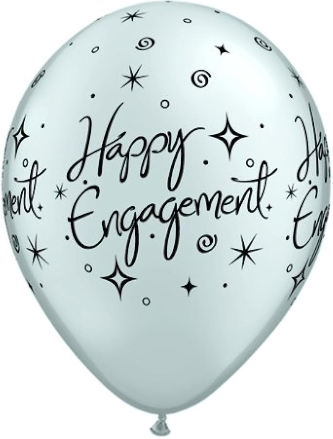 Happy Engagement Printed Latex Balloon 6-Pieces, 11-Inch Size, Silver