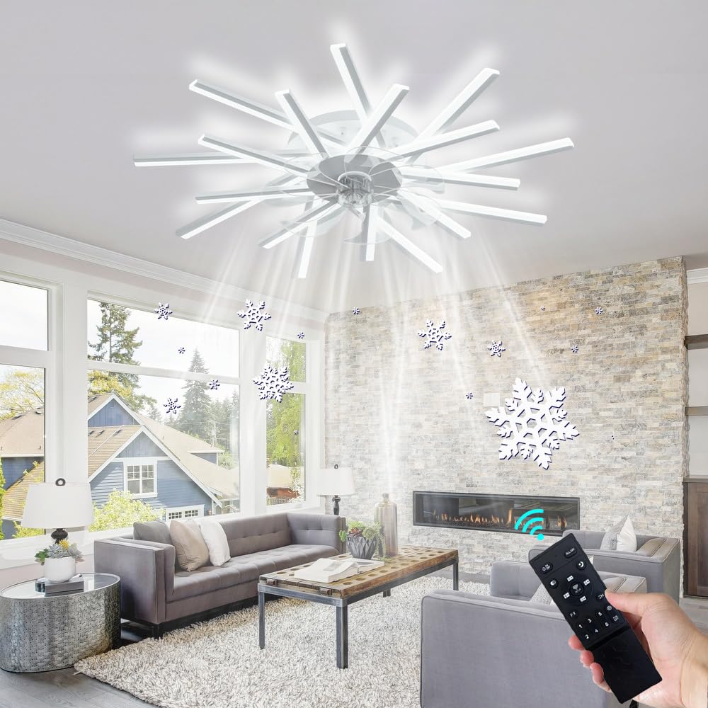 YUNZI 100CM Large Ceiling Fan with Light and Remote Control Reversible Winter and Summer Function 6 Speed Fan Light LED Dimmable Ceiling Fan for Living Room Bedroom