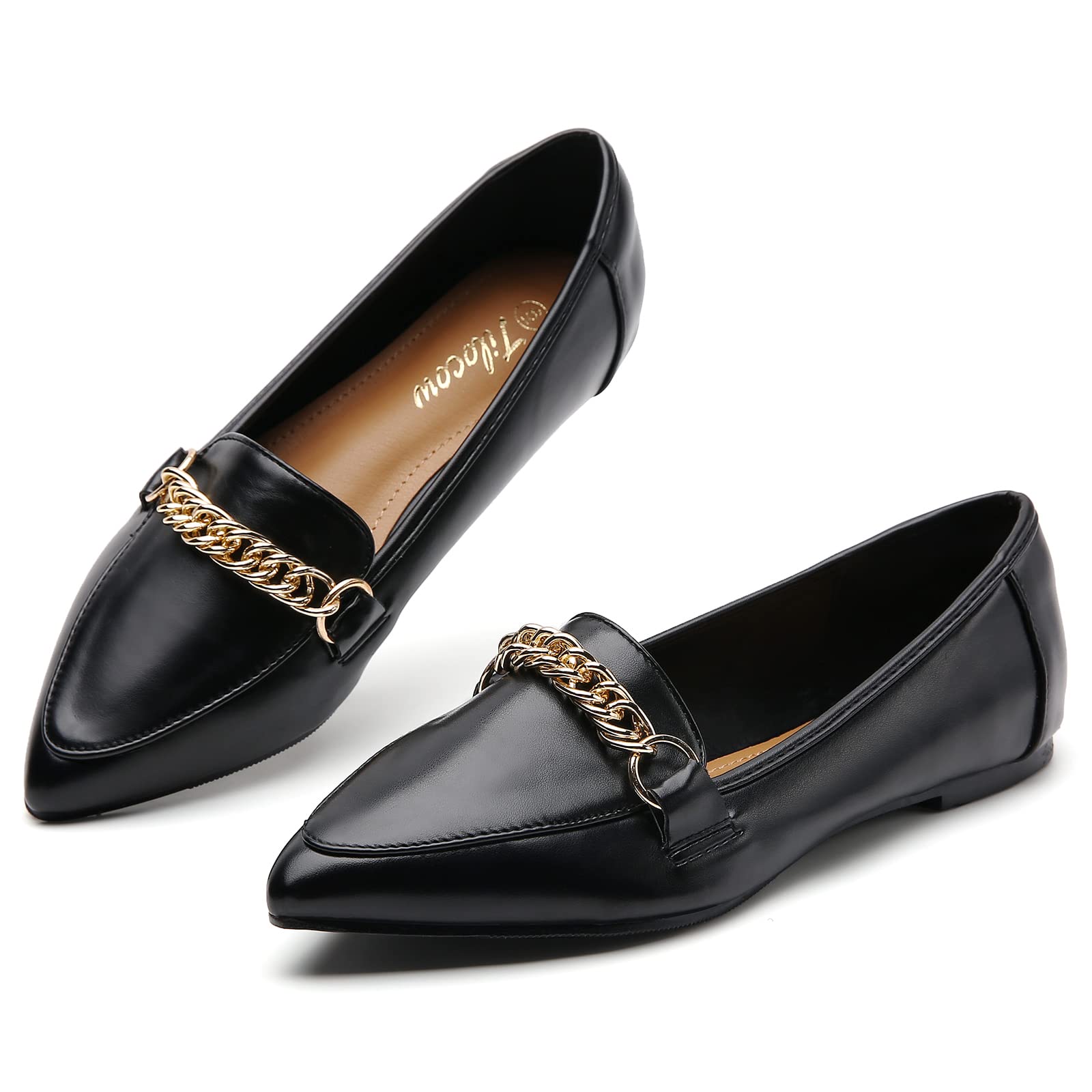 Photo 1 of Tilocow Pointy Toe Chain Link Loafers- Size 8 Black