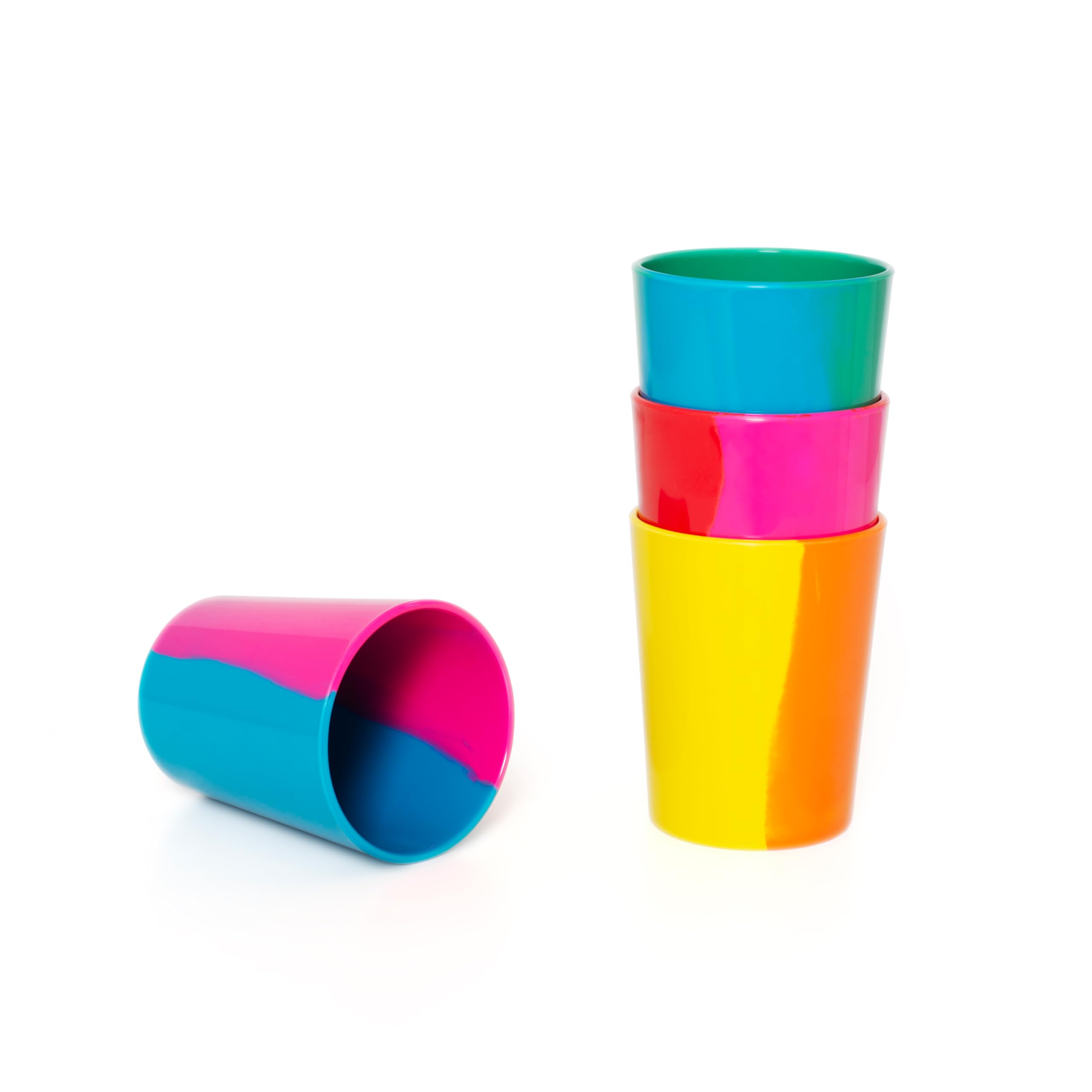 BlissHome Pure Prue Leith Melamine Tumblers Set of 4, Vibrant, Unique Colours, Perfect for Indoor & Outdoor Use, Durable