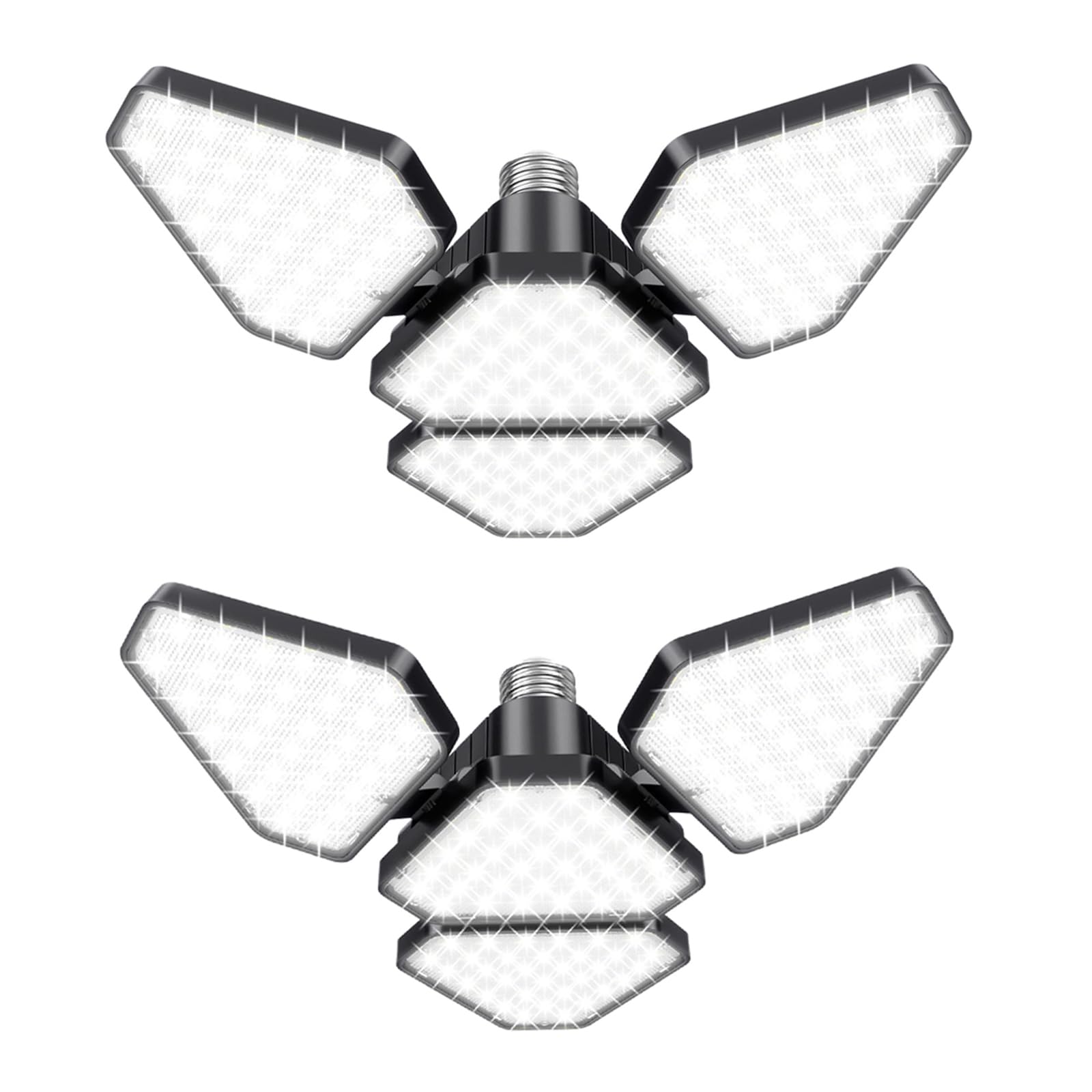 2 Pack Garage Led Light Bulb Triangular Fixture 120w 15000LM 6500K 3 Plus 1 Adjustable Super Bright Led