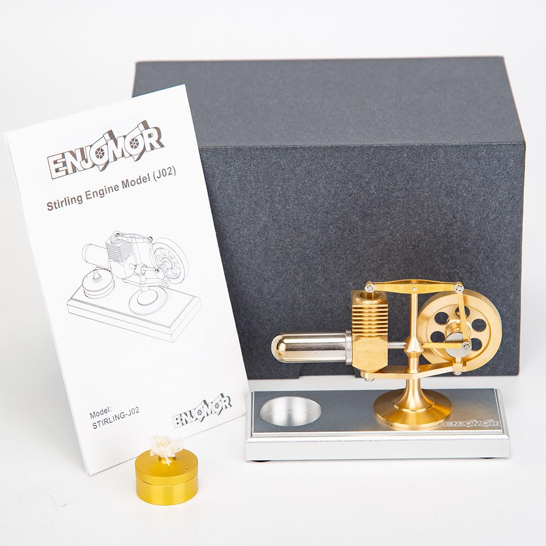 CreativeBlocker Stirlingmotor Model Erwachsen-Mini ENJOMOR Metall Stirlingmotor Funktionsfähig mit Alkohollampen, Dampfmaschine Heißluft Wuchtbalken, Experimentierkasten Wissenschaft Geschenk(RTR)
