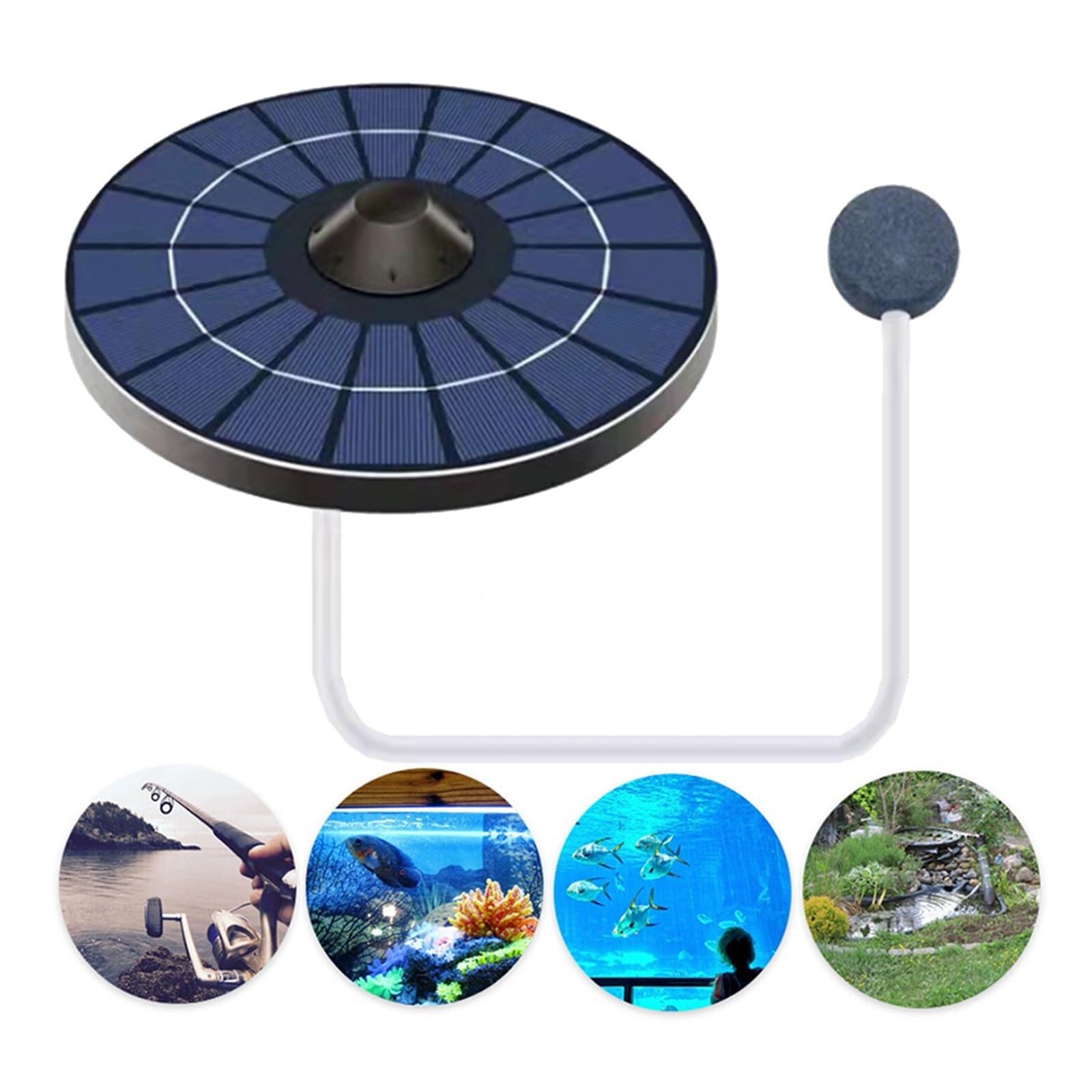Pompa dell'acqua Solare 1pc 0.8 L/min Rotonda Pompa di Ossigeno Solare Acqua Aria Aeratore Pompe Con 150 cm Tubo Bolla pietra for Acquario Fish Tank Pond