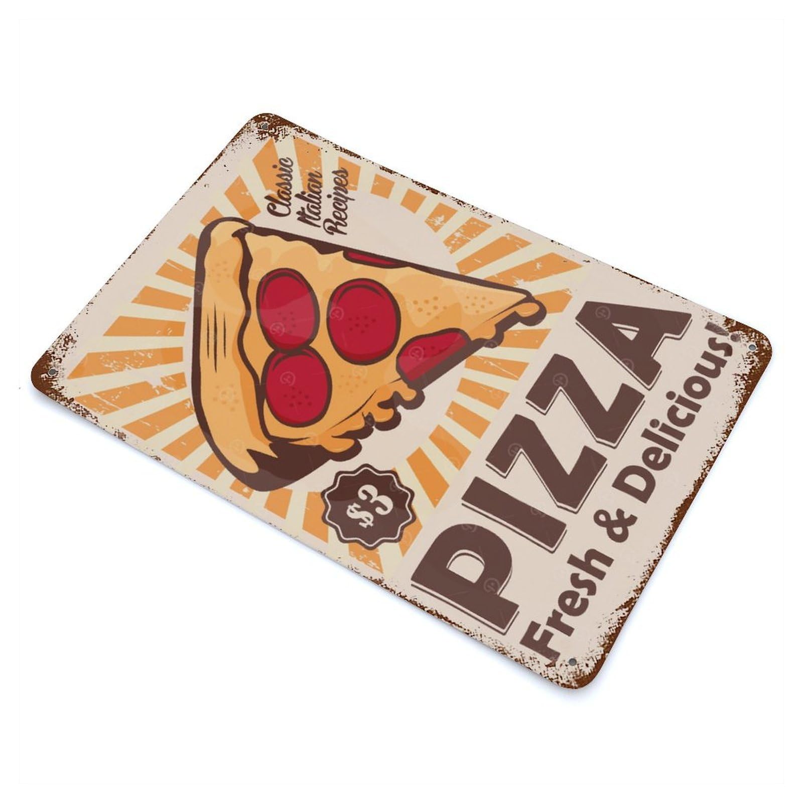 Pizza Vintage Rusty Metal Tin Sign 11.8"x7.9", for Living Room, Hallway And Home Decor, Old School Wall Decor