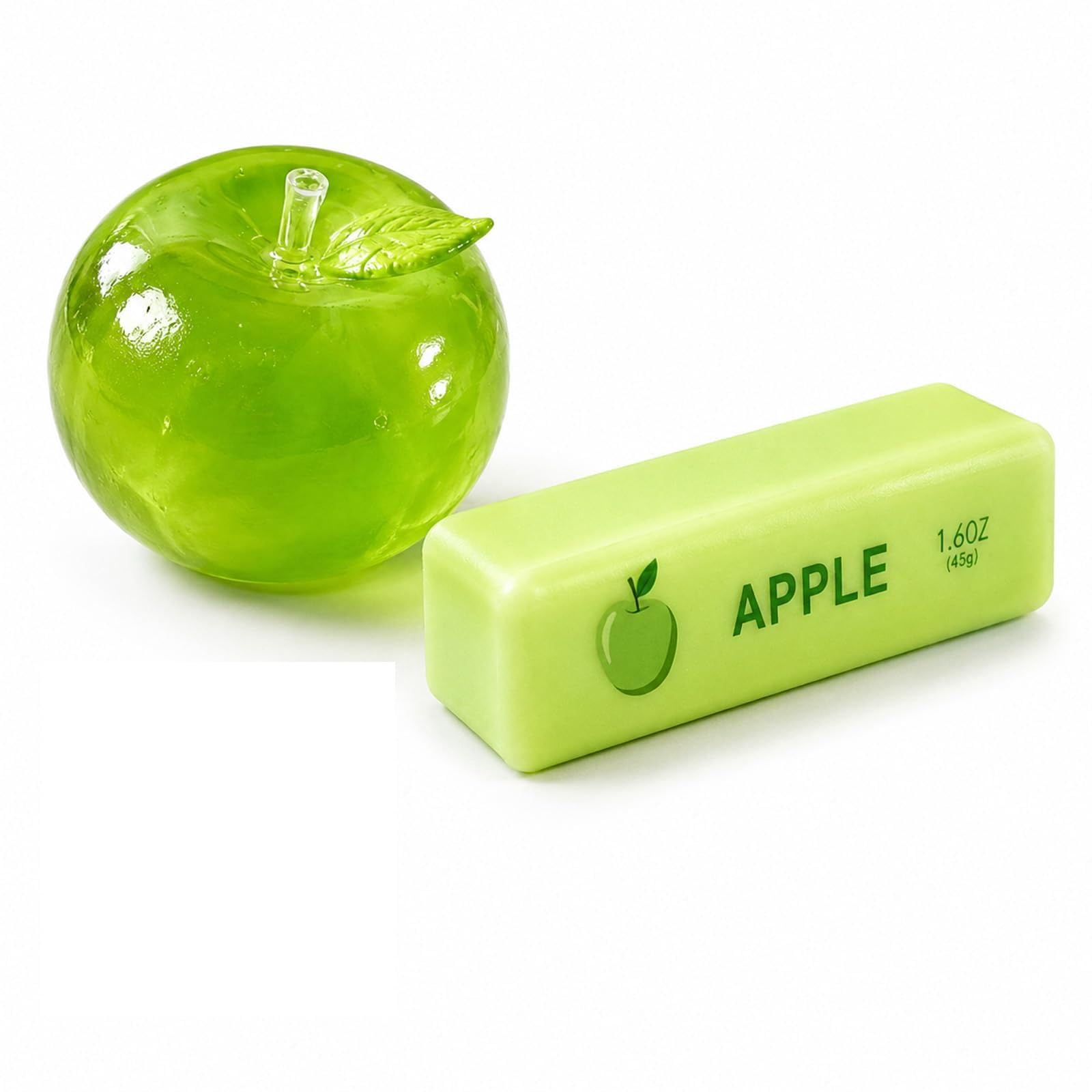CLPKLQ 2 PCS Apple Squishy, Butter Squishy, Fruit Shaped Decor with Leaf Detail & Patterned Stick, Ornament for Home Decoration and Collection