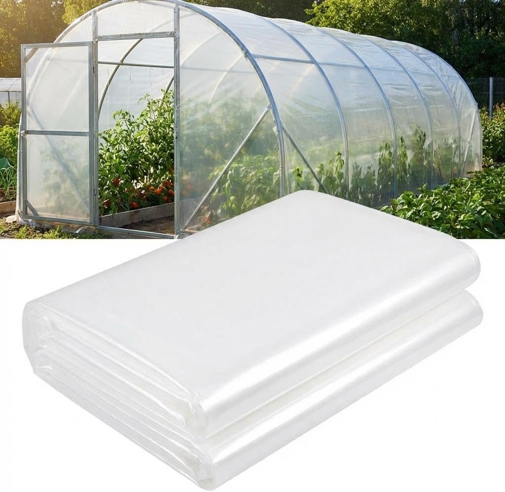GarveeHome Heavy Duty 6 Mil Greenhouse Plastic Sheeting,26 ft x 32 ft UV Resistant Greenhouse Film & Multipurpose Cover, 2 Years Anti-Aging for Plant Protection, Dust Proof