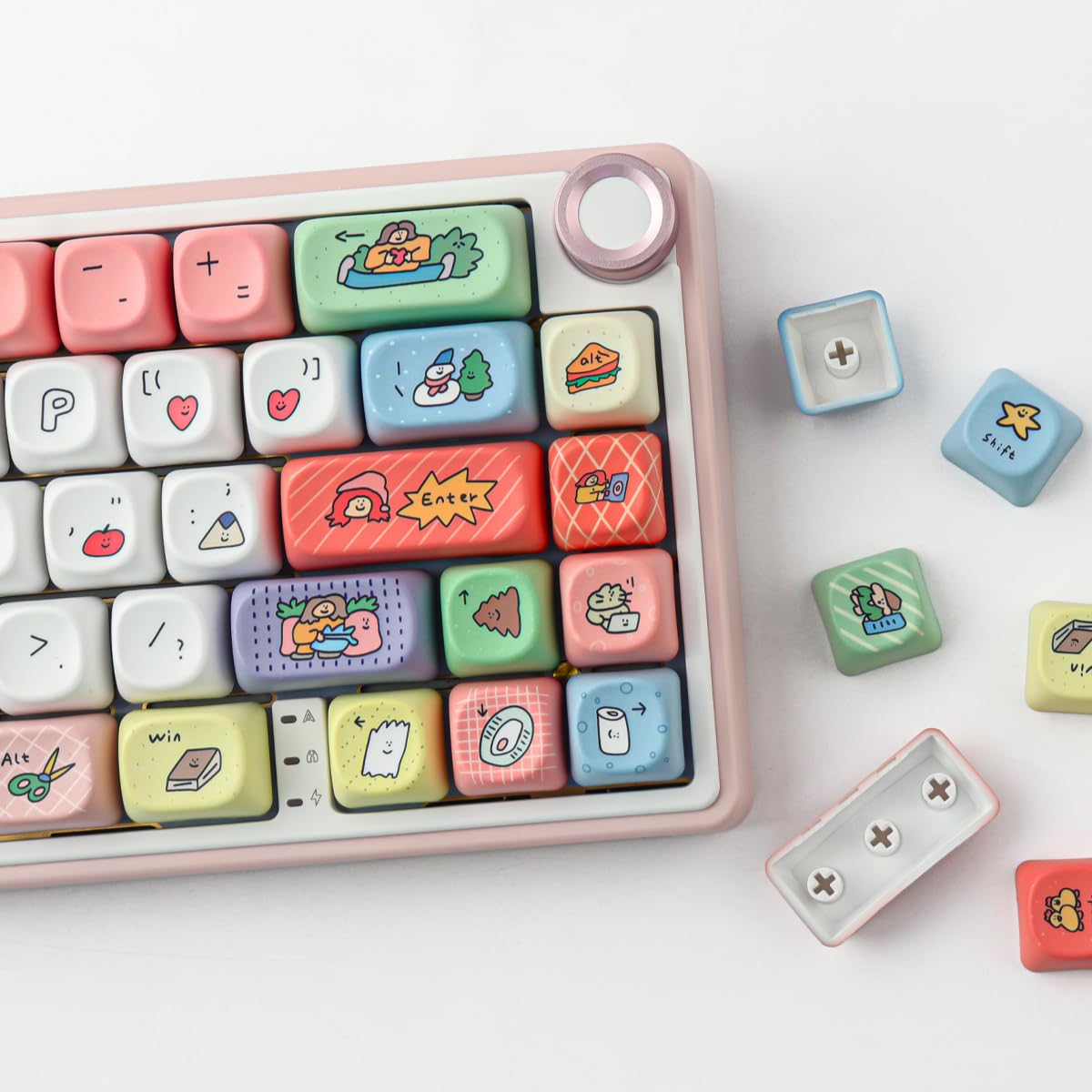 Tsungup Lot de 126 touches en PBT - Profil MOA - Sublimation de teinture - Compatible avec les commutateurs Cherry MX pour claviers de jeu mécaniques ANSI