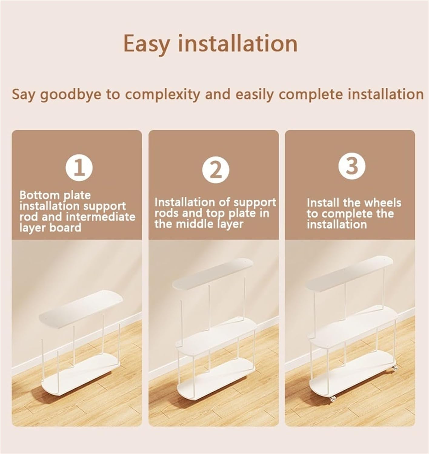 Space Saving 3 Tier Plant Stand with Wheels Rolling Plant Shelves Rack Multi Layer Sofa Side Table Flower Stand Moving Plant Shelf for Home Garden Heavy Duty