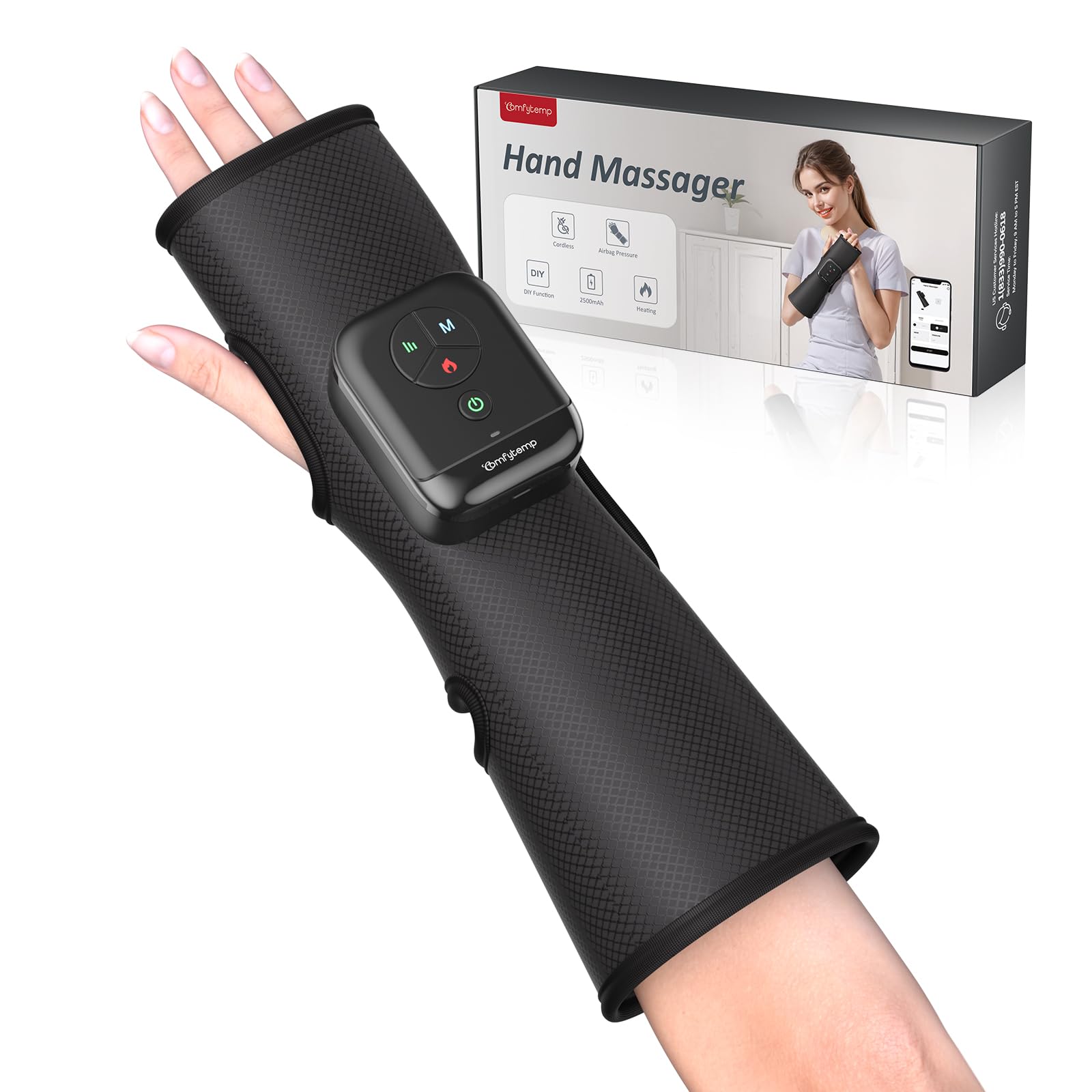 Comfytemp Air Compression Therapy Device K1063 Portable Hand and Wrist Massager for Circulation and Pain Relief Cordless Forearm