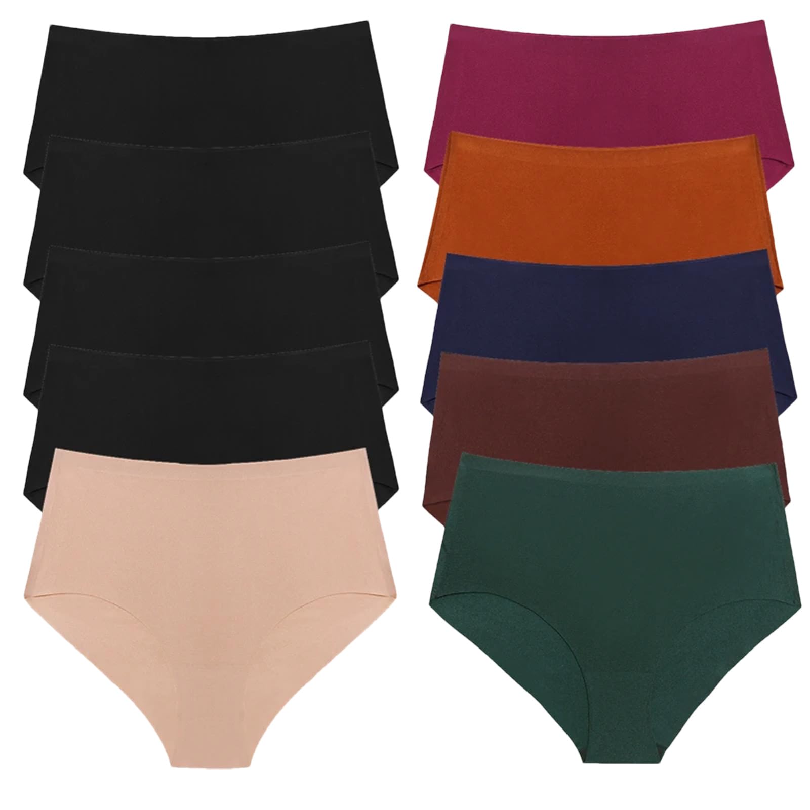 Lot de 10 culottes pour femme taille haute sans couture en satin de soie sous-vêtements de sport lingerie grande taille