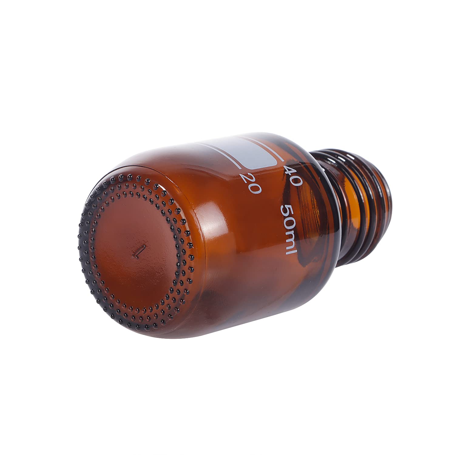 Paquete de 10 botellas de vidrio borosilicato ámbar de 50 ml graduadas redondas de laboratorio reactivo/almacenamiento con tapa de rosca azul GL45