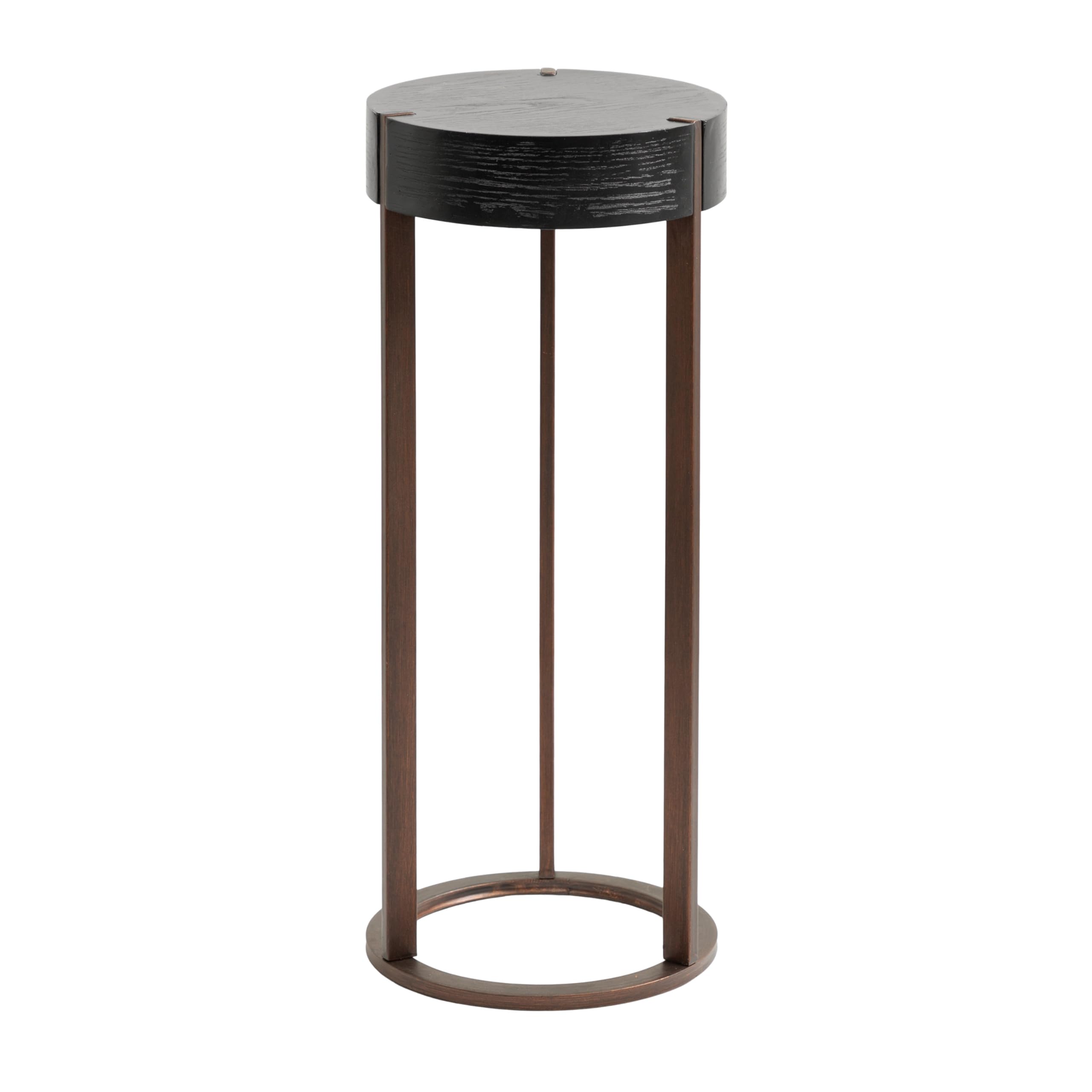 Kate and Laurel Rovin Modern Round Drink Table, 9 x 9 x 22, Black and Bronze, Wooden Living Room Accent Table for Small Spaces and Bedroom Home Decor