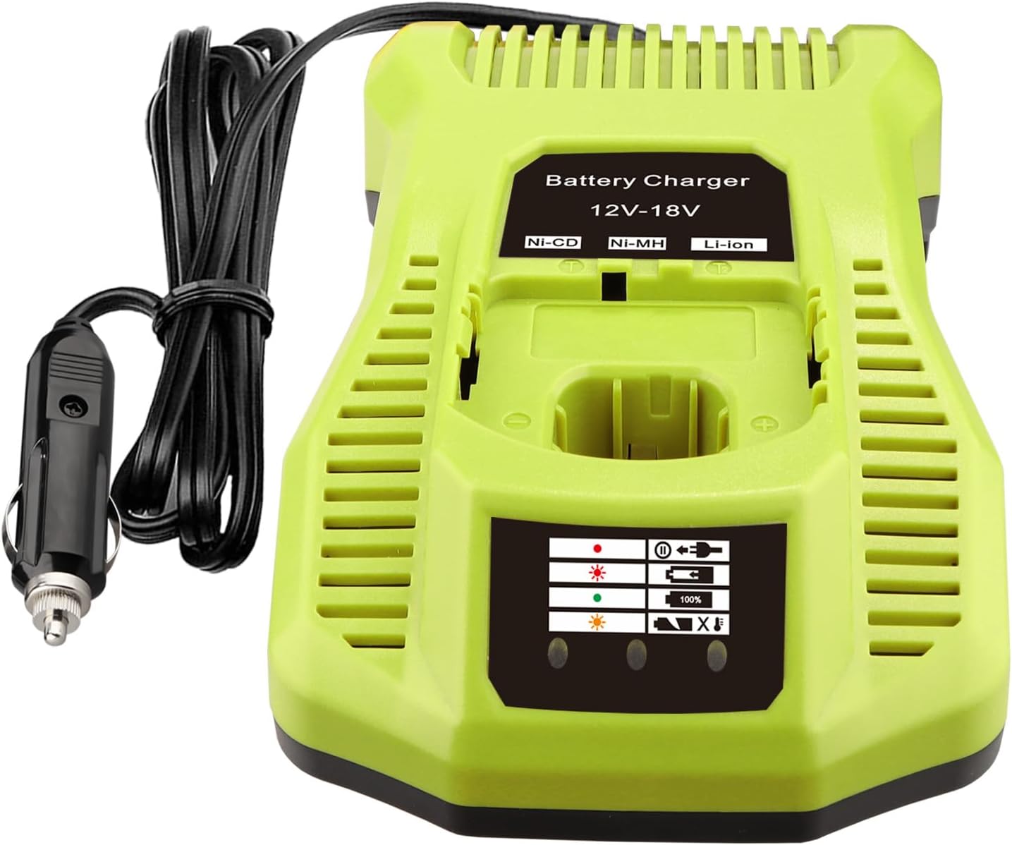 for Ryobi 12V 14.4V 18V Battery Charger,for Ryobi Vehicle/Car Charger,Cigarette Lighter Plug,Portable Dual Chemistry Lithium or NiCad Charger,for Battery P107 P102 P108 P122 P161 P190