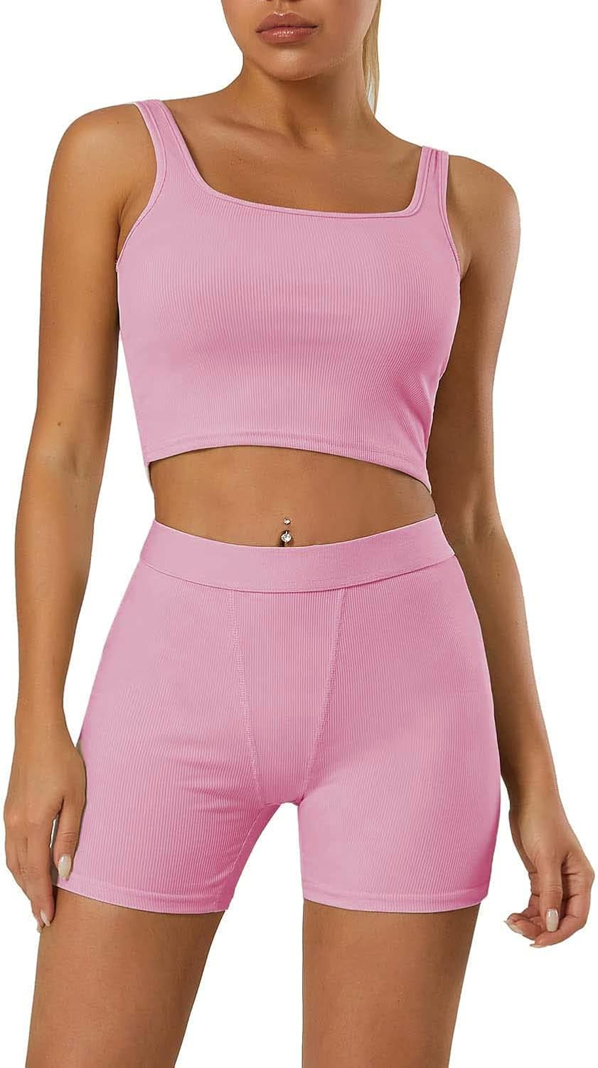 LICOBOD Casual Workout Sets 2 Piece Outfits for Women Ribbed Crop Tank Top High Waist Yoga Leggings Lounge Wear Tracksuit - Image 2