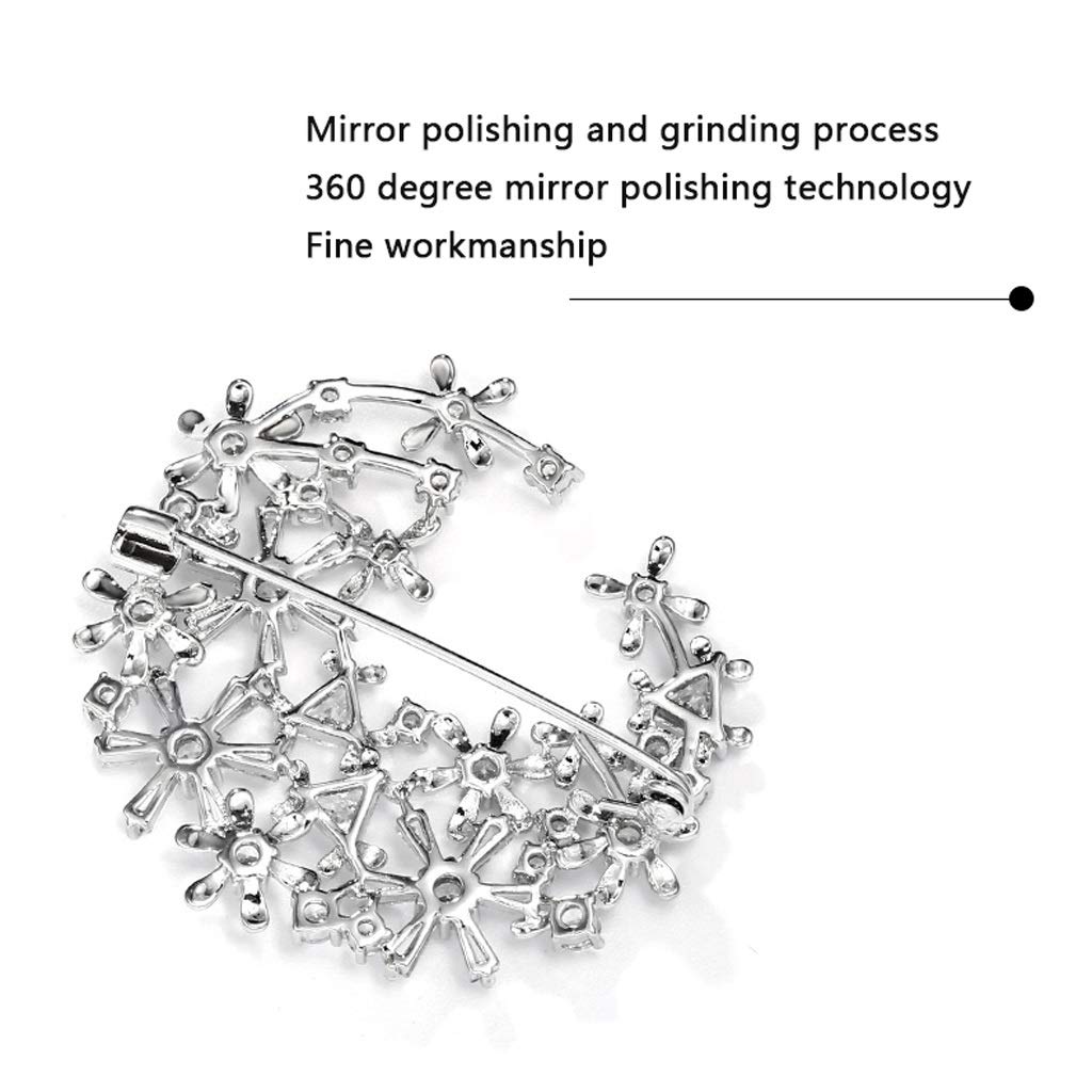 Broche Broche de estilo elegante a la moda, broches de flores con diamantes de imitación de plata galvanizada, camisa for mujer, traje, chaleco, hebilla de seguridad Broches para Ropa ( Color : Silver