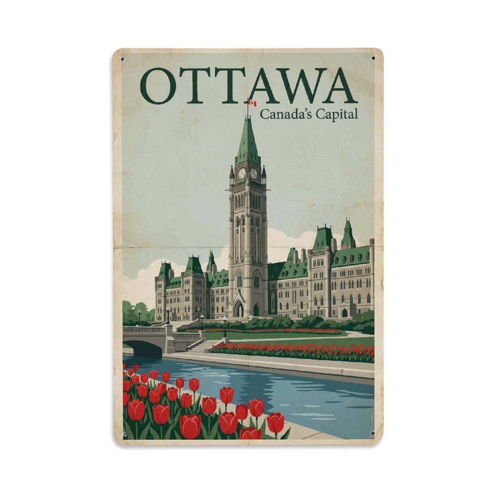 Gead 8X12inch Style Vintage Travel Canada Ottawa Metal Tin Sign