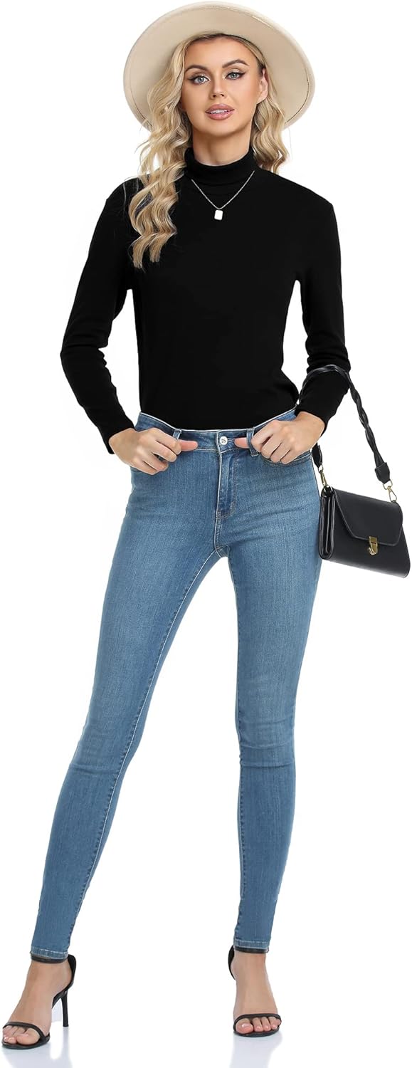 CUNYI Women's Turtle Neck Shirt Long Sleeve Thermal Tee Cotton Tops for Women - Image 5