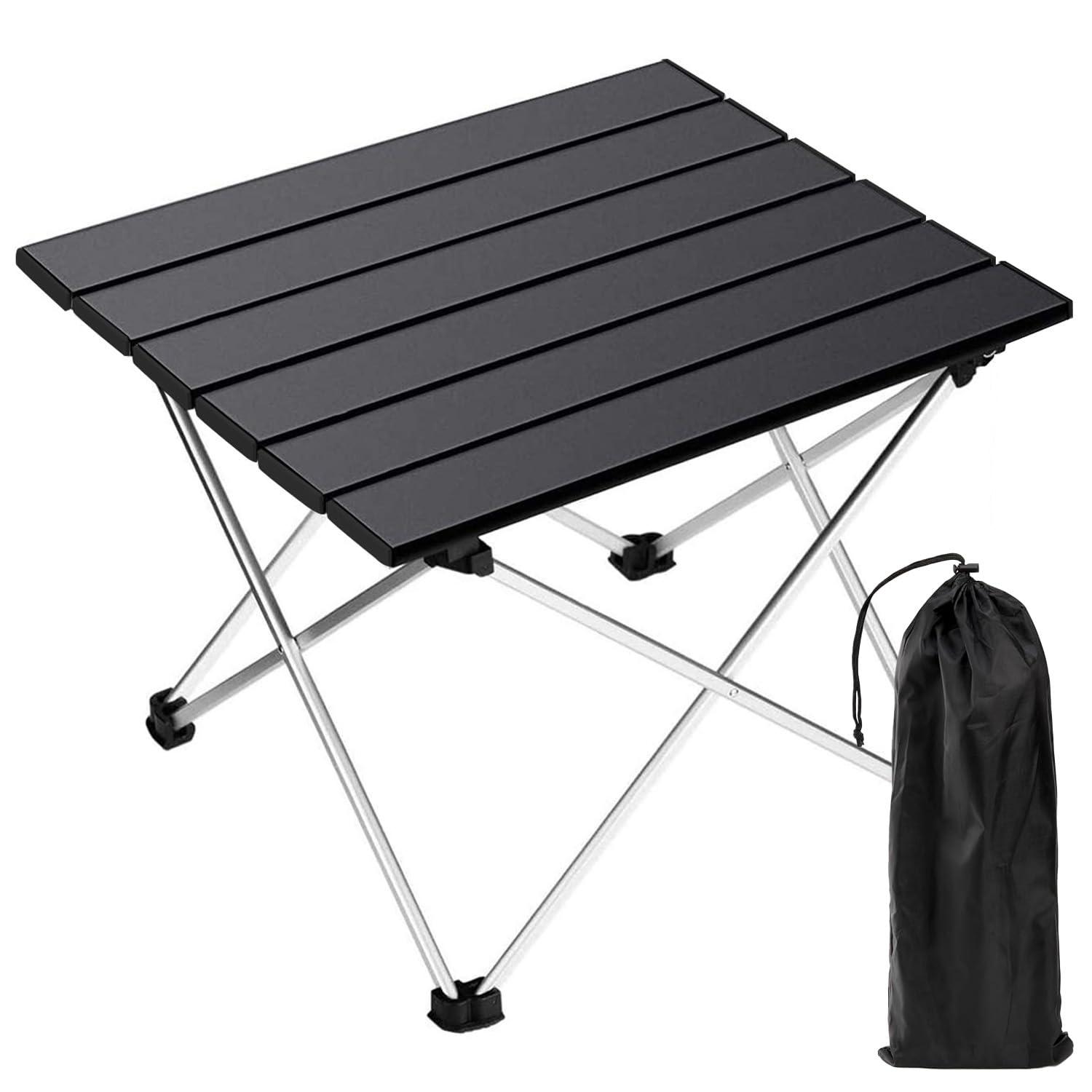 Camping Table, Portable Roll Up Folding Table, Compact Picnic Aluminum Table with Store Bag, 700g Easy to Carry Small Table, 30s Quick Assemble, Ideal for Outdoor Picnic Beach BBQ Hiking Fishing-image-7