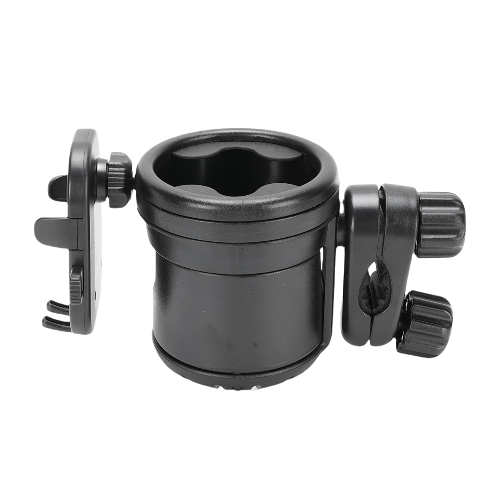 Porte gobelet Universel pour Poussette avec Support téléphone Rotatif à 360 degrés, Support Multifonction pour Bouteille, gobelet et téléphone, Compatible avec la Plupart (Noire)