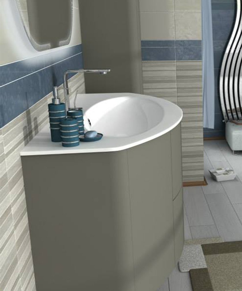 Mobile bagno sospeso Eden grigio talpa, cm 90, solo base e lavabo in vetro