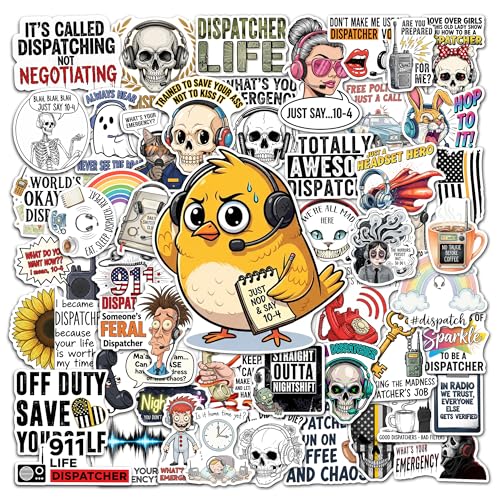 HIZILY 50 Pcs 911 Dispatcher Stickers Funny Dispatch Sticker...