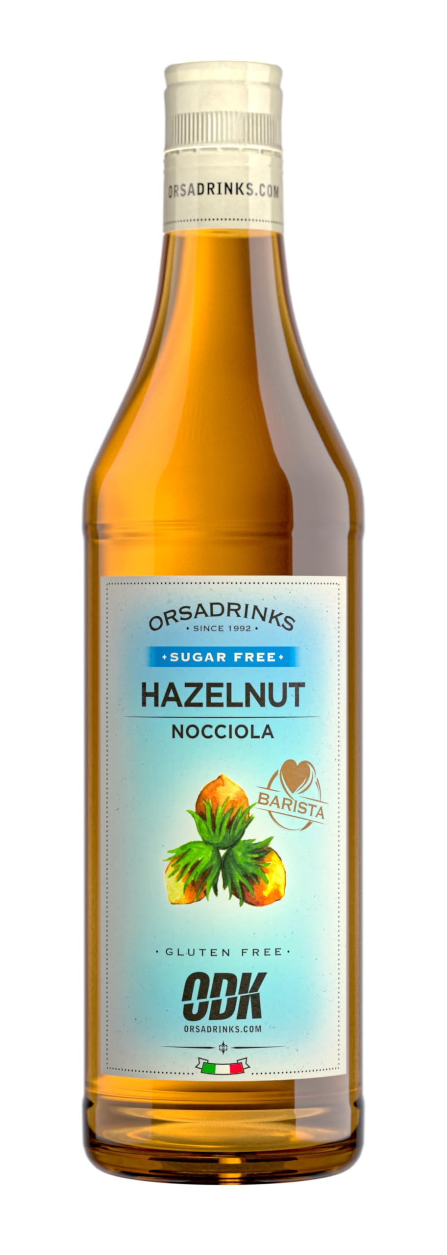 ODK Hazelnut Sugar Free Syrup for Cocktails, Coffee, Iced Tea, Cooking, Baking and Desserts | 75cl Bottle