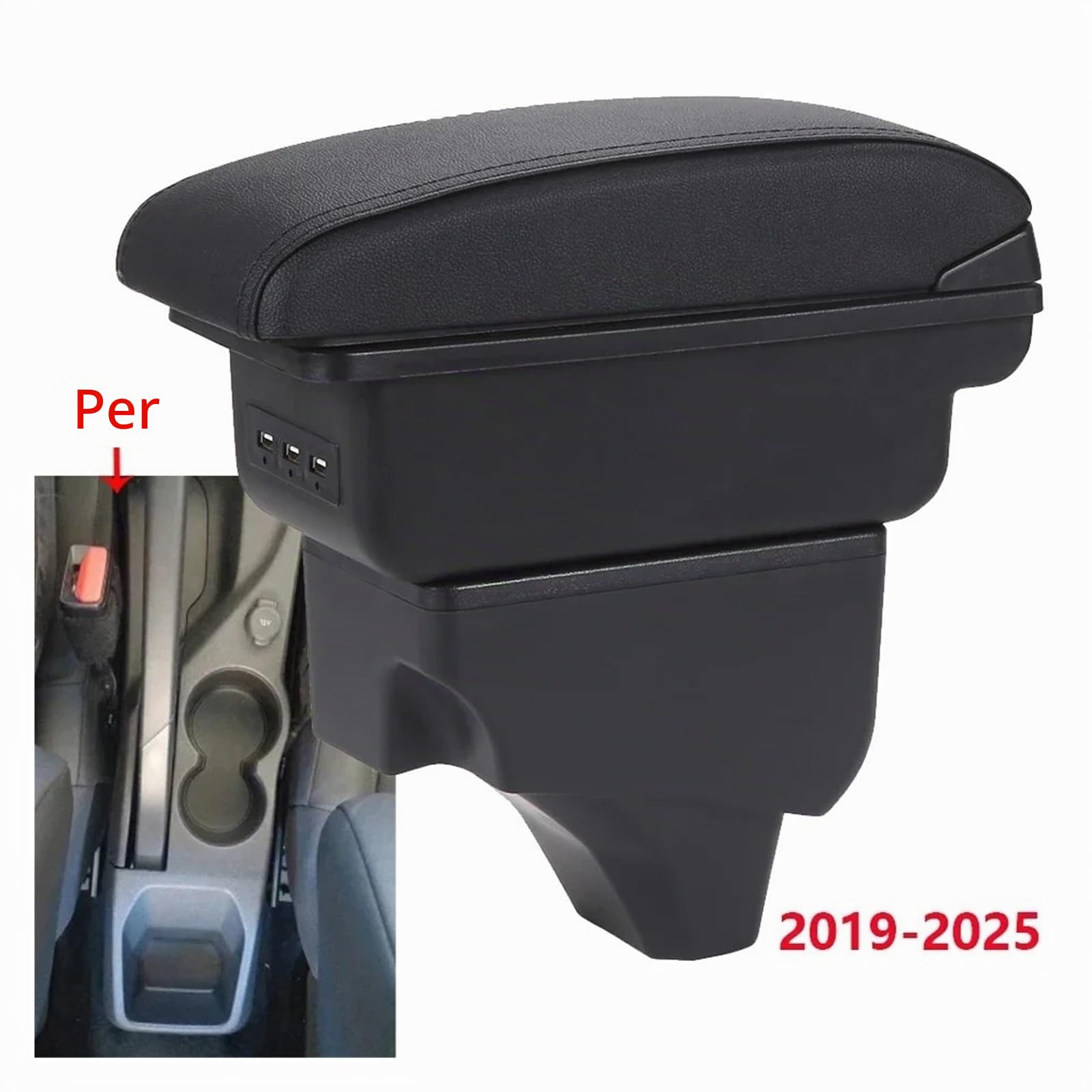 Per Peugeot 208 2008 2019-2022 2023 2024 2025 Bracciolo Per Auto Parti Di Ricambio Dettagli Interni Scatola Portaoggetti Accessori Centro Bracciolo Box(C Black line NO USB)
