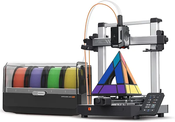 Anycubic Kobra 3 V2 Combo 3D Printer, Smart Multicolor Printing Up to 600mm/s Print Speed, Active Filament Drying Enhanced Auto-Leveling for Higher Success Rates, 10.0'' x 10.0'' x 10.2''