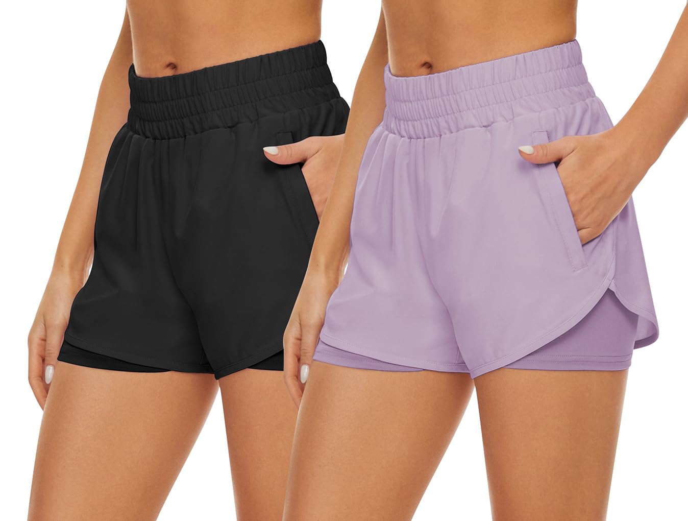 2 Pack Athletic Shorts for Women Quick Dry Running Shorts