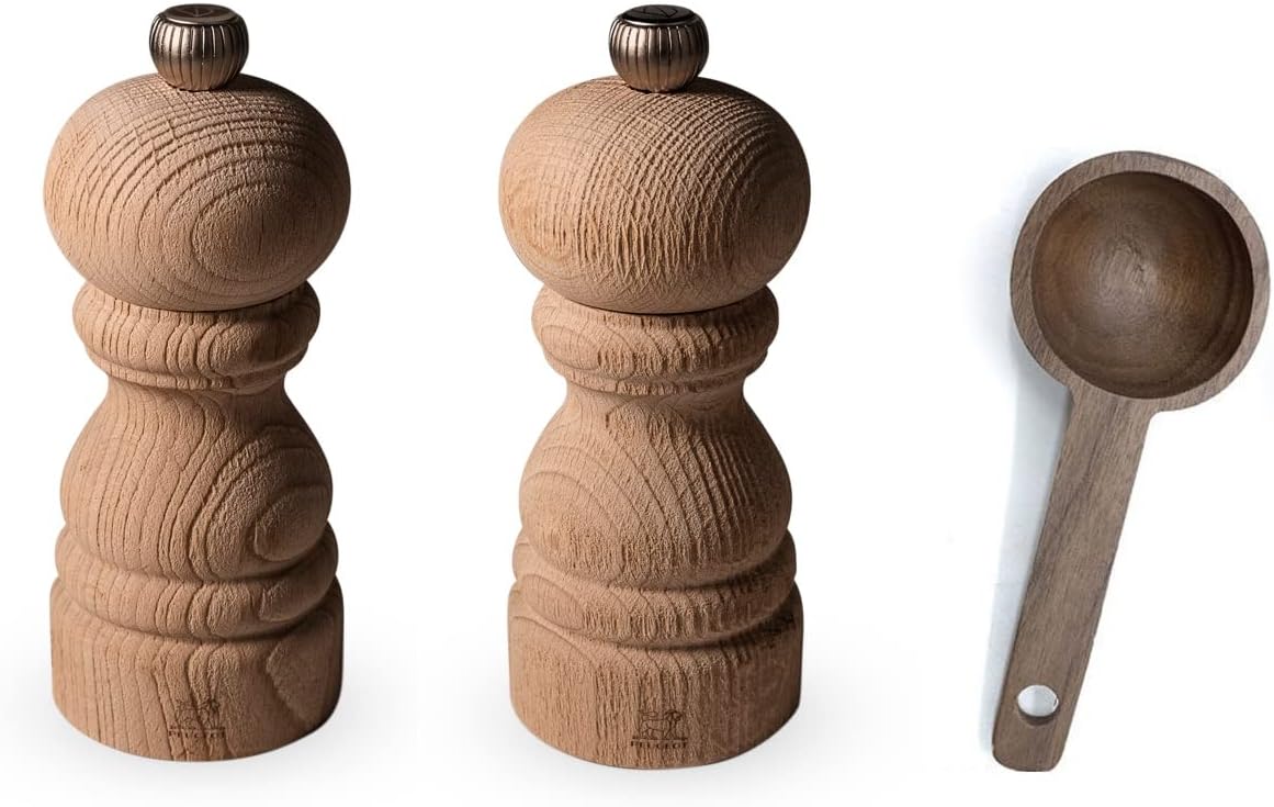 Peugeot Paris Nature 5 inch Salt & Pepper Mills - With Wooden Spice Scoop