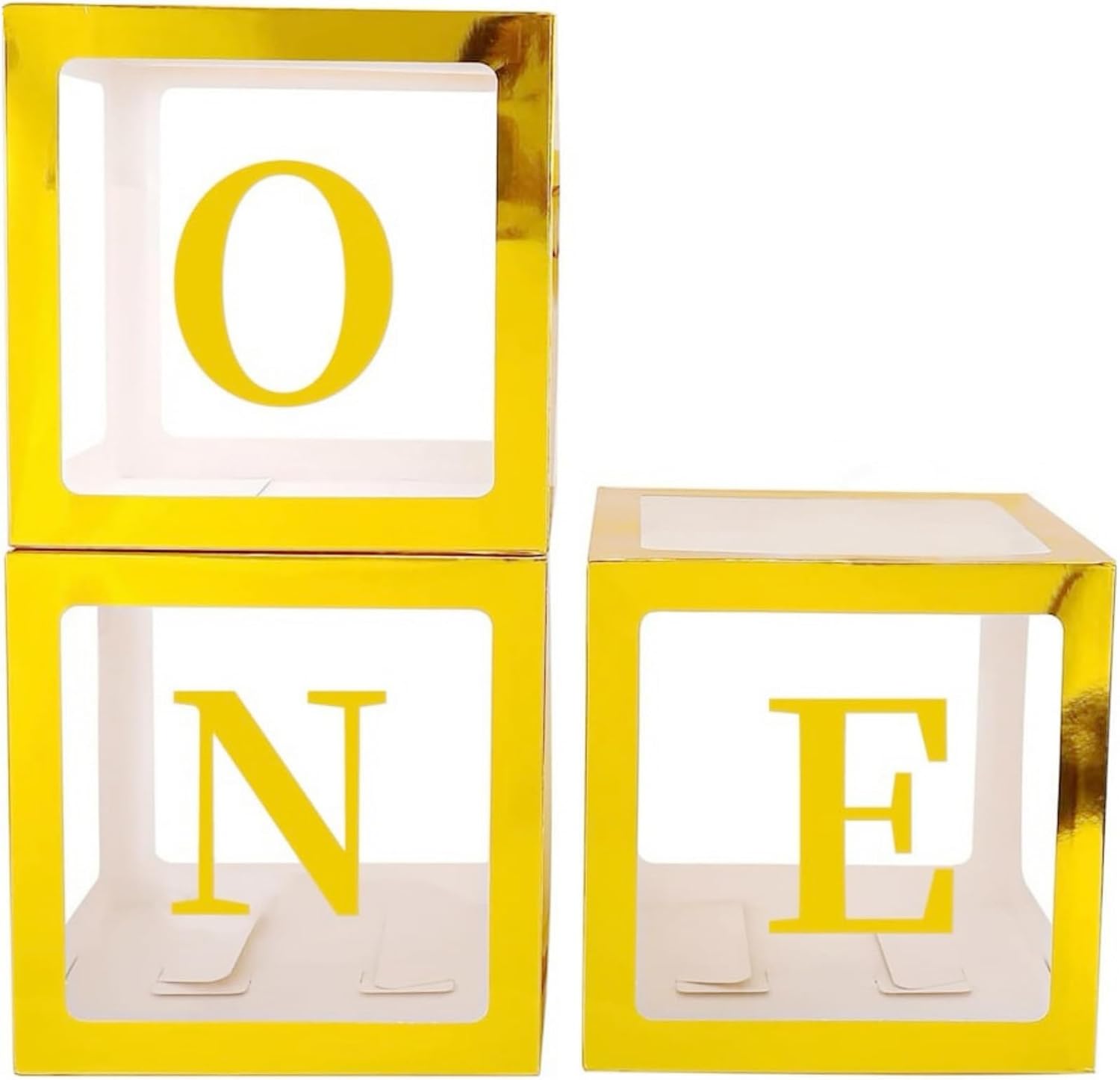 Gold One Boxes for 1st Birthday, One Balloon Box With 20 Balloons, Baby Girl 1 Year Old Gifts, 1st Birthday Party Decorations Boy, Anniversary Decorations Photoshoot Props Backdrop. (Gold)