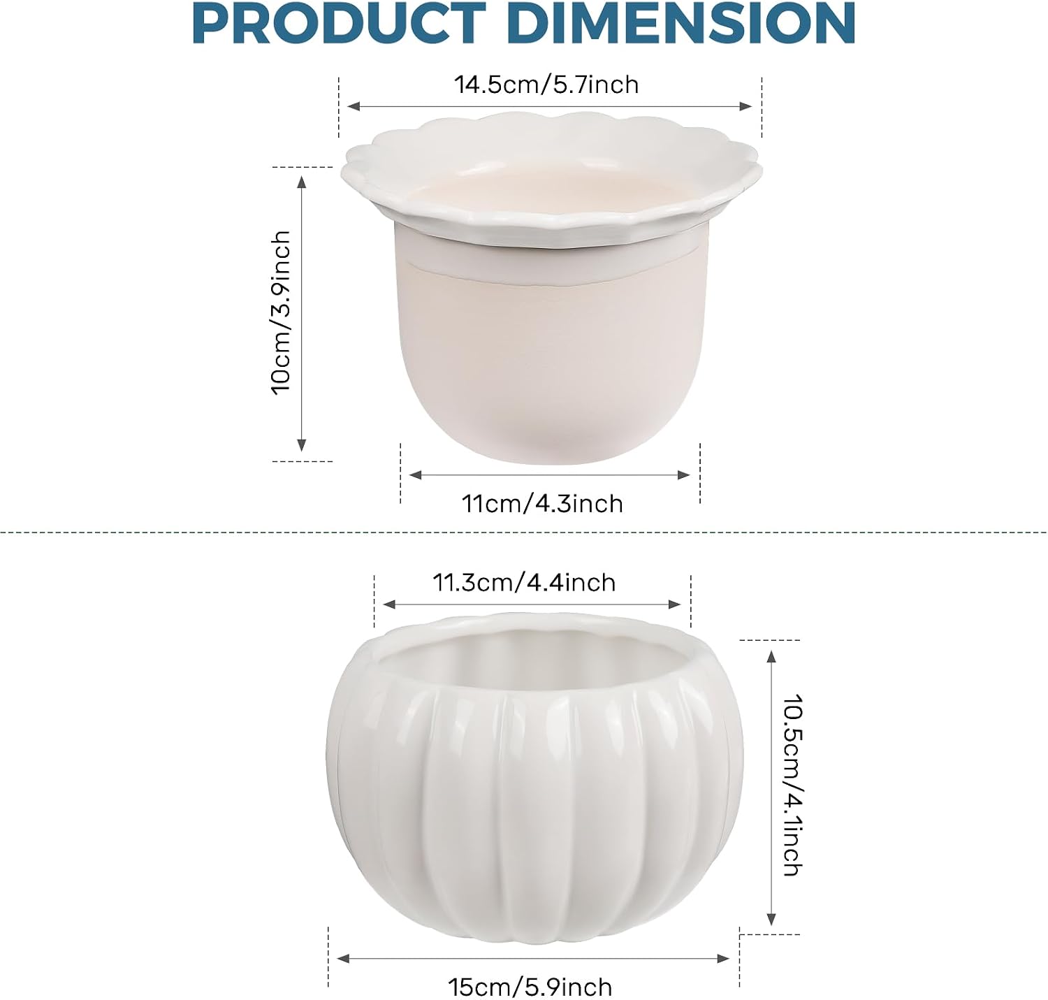 BUYMAX 6 Inch Self Watering Ceramic African Violet Pot Indoor Plant Pot image 5