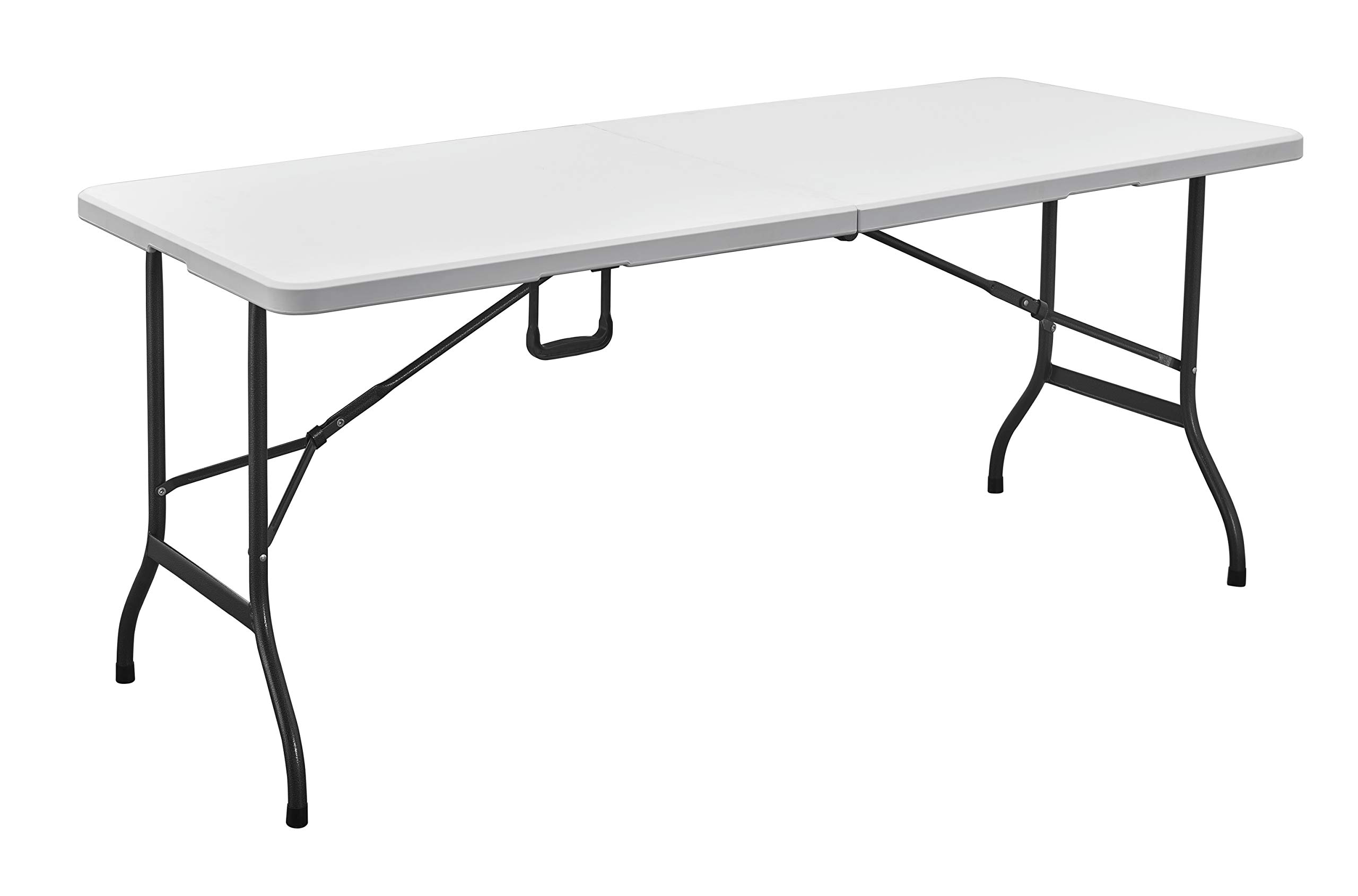 LANNY 1.8M （6Ft) White Center Folding Multipurpose Durable Outdoor and Indoor Portable Table, Lightweight Table