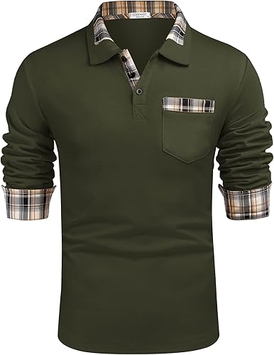 Polera polo clásica Coofandy de hombre, con manga corta y cuello plisado