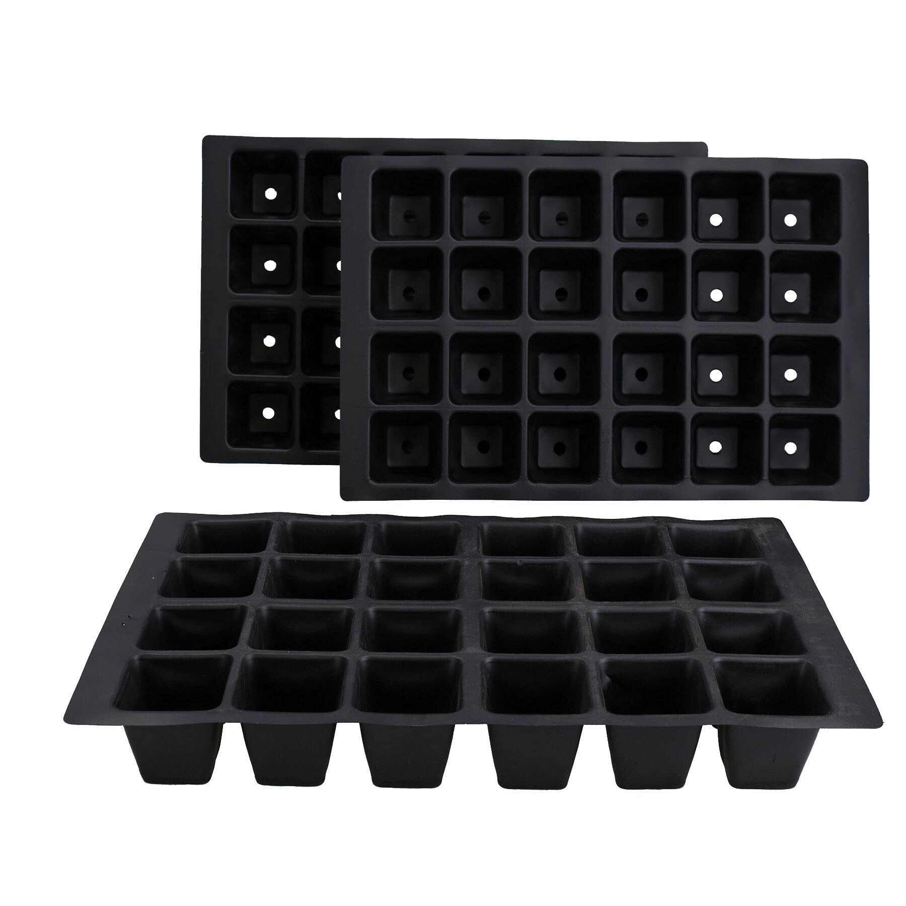 AB Tools 24 Cell Plant Trays Bedding Plant Pack Plastic Inserts Seed Tray Pots – 3 Trays