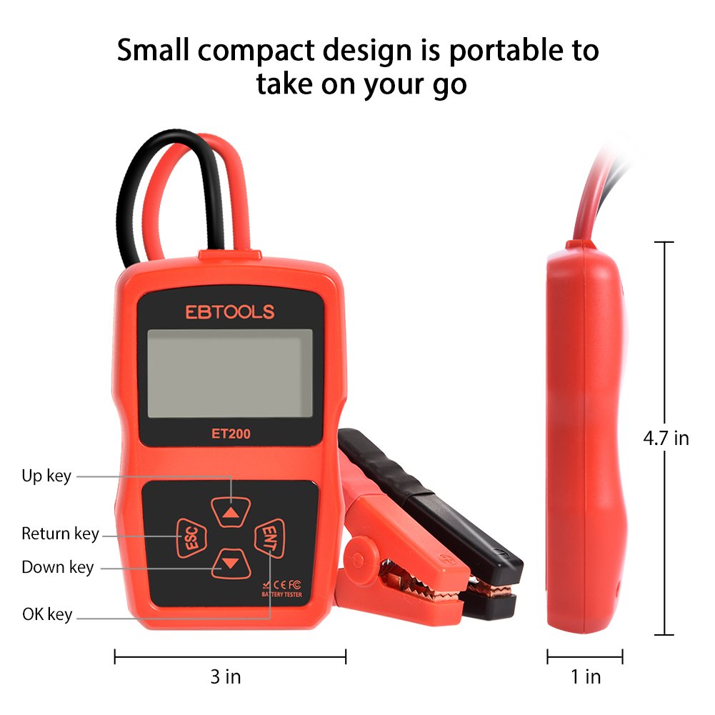EBTOOLS Car Battery Tester 12V 1002400 CCA 220AH Battery Digital