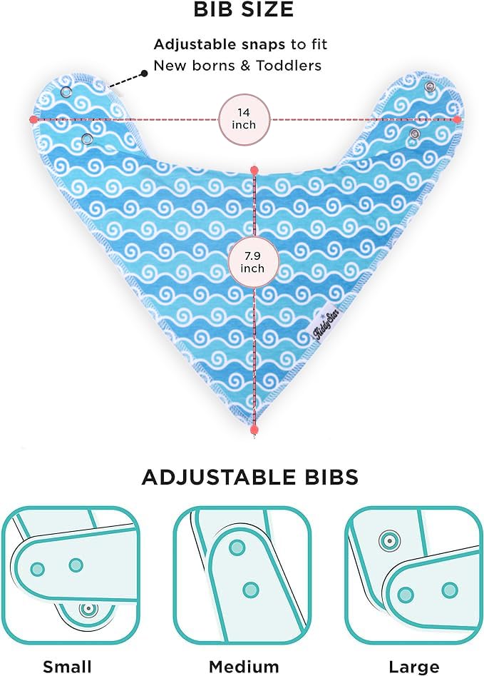 Image of KiddyStar Premium Organic Cotton Bibs for Drooling & Teething Babies