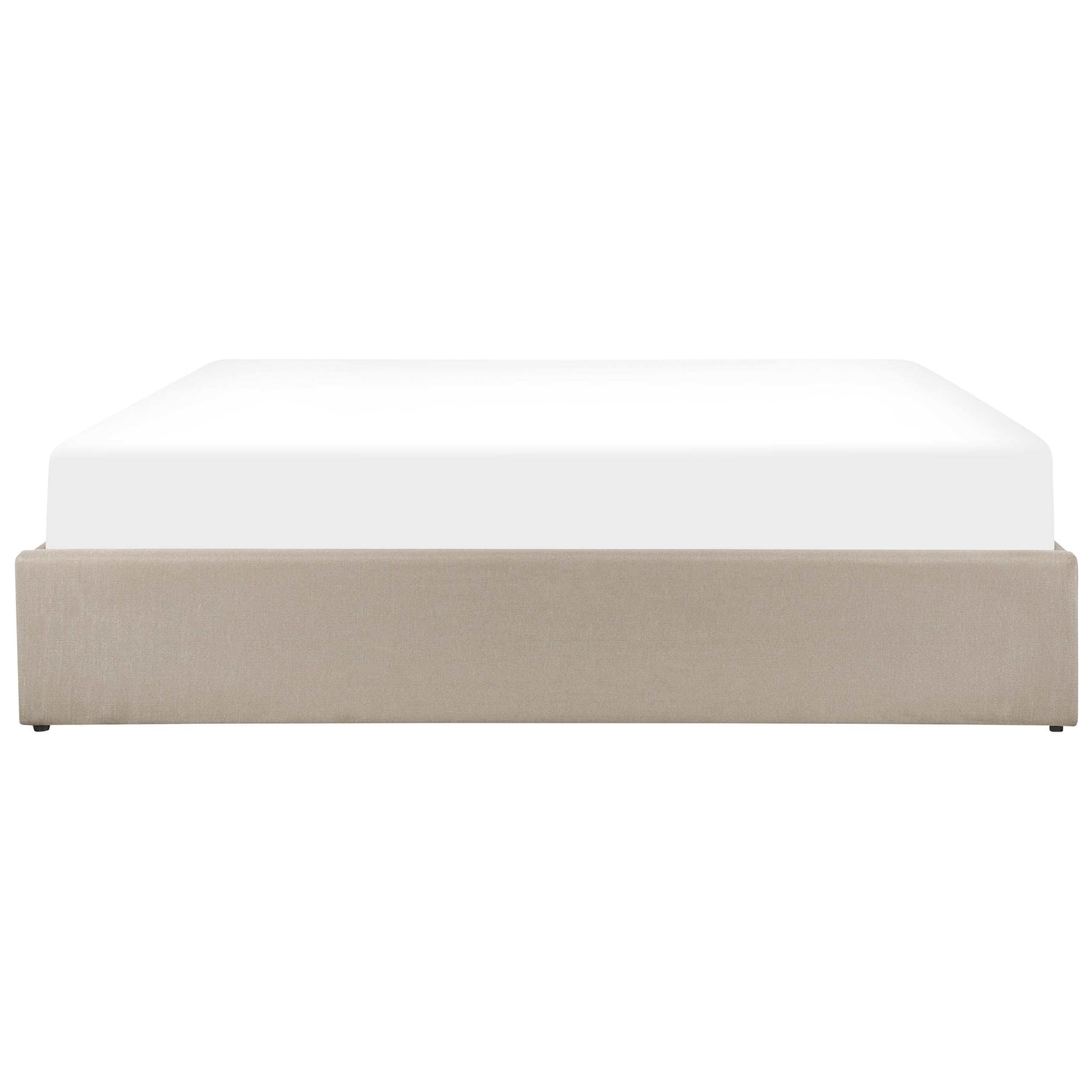 Letto Imbottito Beige Effetto Lino con Box Portaoggetti 180 x 200 cm