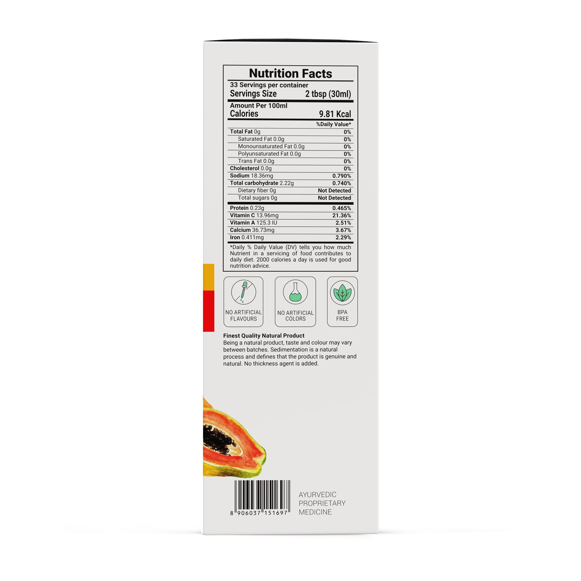 Krishna's Papaya Leaf Juice - 1000 ml | Hojas frescas de papaya | Ayuda a aumentar el recuento de plaquetas